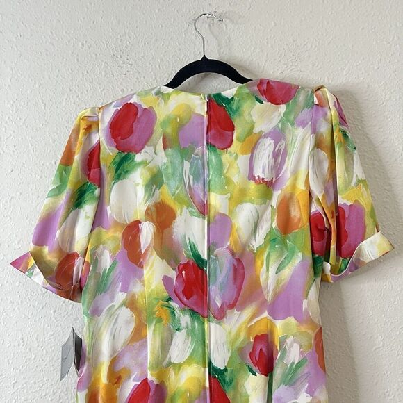 Vintage 1980s LOUIS FERAUD Tulip Floral Dress NEW Size US 12, UK 16 - Picture 5 of 9